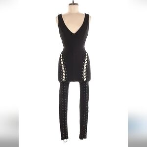 Hot & Delicious Black Lace-Up Jumpsuit - size M